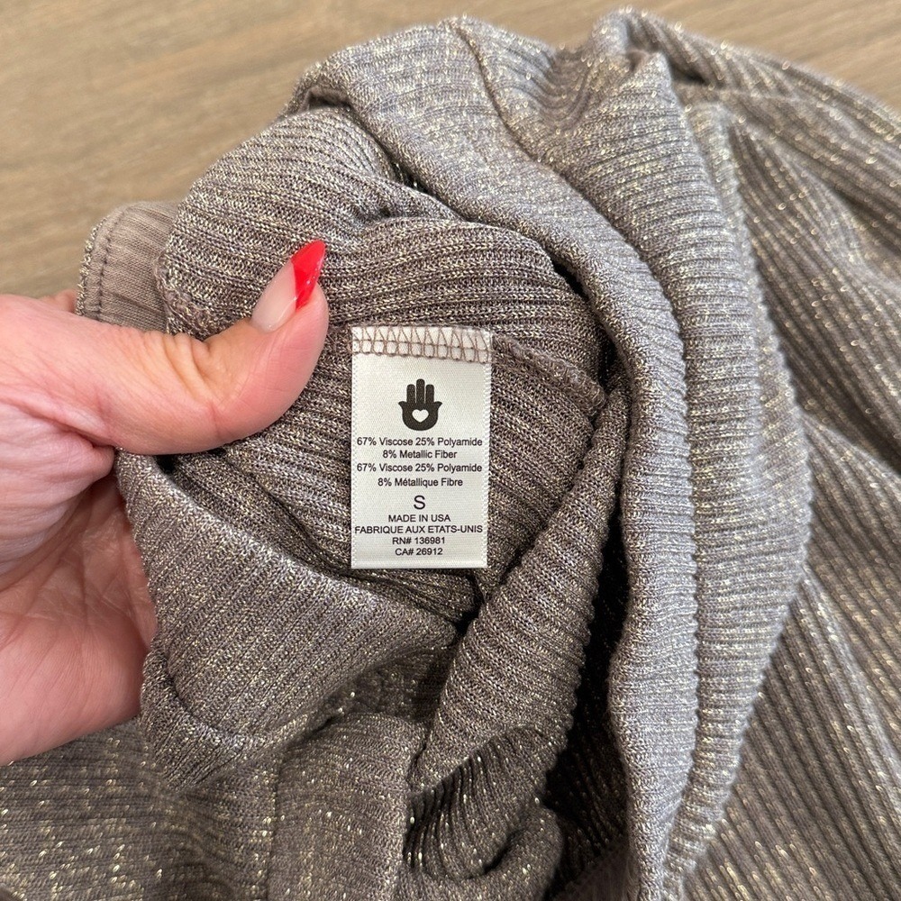 SPIRITUAL GANGSTER Gray Gold Shimmer Lurex Harem High‎ Rise Jogger Pants Size S - Picture 10 of 10